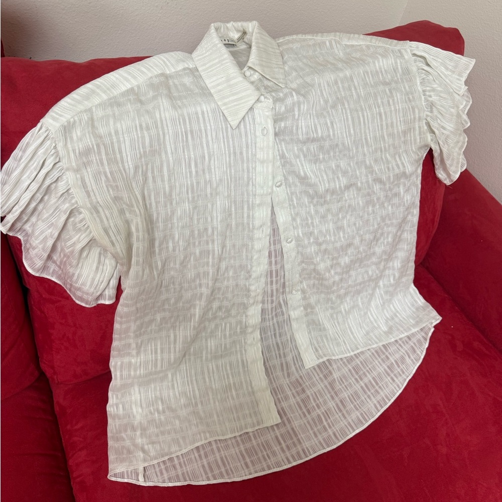 Alice + Olivia Cream Textured Blouse
